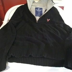 Mens american eagle navy blue 1/4 zip sweater Sz L